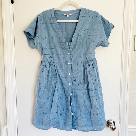 Madewell Button-Front V-Neck Mini Dress - XS - Picture 4 of 7